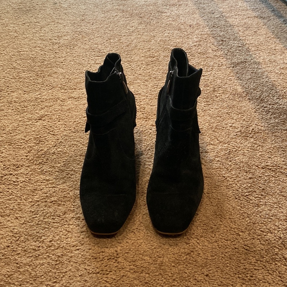 Franco Sarto Pamela booties Black Suede Leather Zip Ankle Boots - Picture 2 of 7